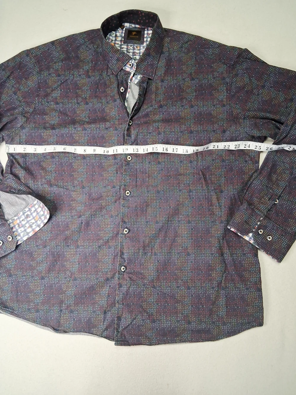ESSERE Classic Men's Casual Button-Down Shirt in Deep Navy Pattern - Picture 7 of 7